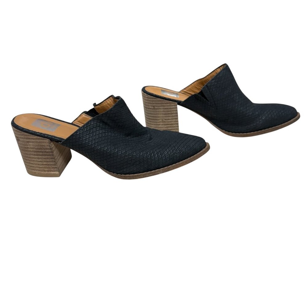 DOLCE VITA Tendle Block Heel Mule Snake Embossed Leather Pointy Toe women's sz 9